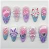 Bryxora 30 Pezzi Unghie Press On a Mandorla, Lunghezza Media, Design 3D Floreale Oceano con Strass, Unghie Finte Incluse Accessori per Manicure Fai Da Te