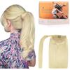 DOORES Extension Capelli Veri Clip, Coda Extension Capelli Veri Biondo Candido 50cm 90g Estensioni dei Capelli Remy con Clip Parrucca per Coda di Cavallo con Pasta Magica Wrap Around Lungo