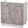 Shally Dogan Mobile Sottolavello Cucina Componibile Mobiletto Colore Grigio Cemento 2 Ante