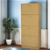 BAKAJI Scarpiera 4 Ante Ripiani Porta Scarpe Doppia Profondita Legno 63x24x150 Quercia