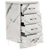 Shally Dogan Cassettiera per Cucina Mobile Mobiletto 4 Cassetti in Legno Bianco Effetto Marmo