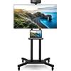 StarTech Supporto TV con rotelle - Carrello TV mobile - Per TV LCD/LED da 81-178 cm - Fino a 50 kg - VESA 600×400 mm - Ripiano regolabile in altezza - Nero