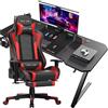 StarTech Set scrivania e sedia da gaming - Z12 + GT890MF - Scrivania per computer con sedia - Pelle + fibra di carbonio - Stile moderno - Montaggio richiesto