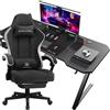 StarTech Set scrivania e sedia da gaming - Z12 + LR002 - Pelle + fibra di carbonio - Design moderno e minimalista - Montaggio richiesto - Marrone