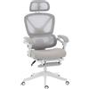 HOMCOM Sedia da ufficio ergonomica reclinabile in rete con poggiatesta regolabile, grigio | Aosom Italy