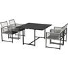 Outsunny Set mobili da giardino 5 pezzi, gruppo pranzo outdoor resistente alle intemperie, 1 tavolo, 4 sedie, Grigio chiaro + Nero | Aosom Italy