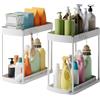 FLOWCASA Set di 2 organizer da cucina estensibili, 2 livelli, bianco