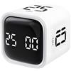 QUMOX Timer Pomodoro a Cubo, Timer Digitale 5/25/10/50 Minuti con Sensore di Gravità, Countdown Ricaricabile USB-C con Vibrazione e Suono Regolabile, per Studio, Lavoro, Cucina e Ufficio