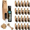 Espirito Rebelde 20 mini bottiglie in vetro scuro da 100 ml con tappo a vite nero + 20 scatole + 20 sigilli + 20 etichette Kraft + spago - piccole bottiglie per olio d'oliva, aceto, alcool