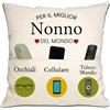 Bommex Copricuscino Regalo per Nonno da Nipote - 18x18 Pollici con 3 Tasche - Ideale per Compleanno, Festa del Papà, Natale