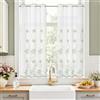 TOPICK Tenda a pannello per cucina, traslucida, da bistrò, soggiorno, moderna, per finestre, stile rustico, 2 pezzi, 65 x 115 cm (larghezza x altezza), colore verde