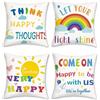 COZZSNUGE Federe Cuscini Capretti Colorato Arcobaleno Sole Citazioni Ispiratrici Federe Cuscino Decorativi per Divano Letto Camera dei Bambini Aula Casa 45 x 45 cm Set di 4