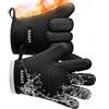 AUAUY Guanti da Forno, Guanti da Forno in Silicone Impermeabili, Nero | 446°F Antiscivolo Guanti Resistenti al Calore, Guanti da Cucina Lunghi, per Cucinare, Barbecue, Cottura al Forno
