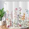 Hnmdmyi Tenda da doccia Fiori 180x200, Verde Fiori e Foglie Botaniche, Poliestere Impermeabile e Lavabile