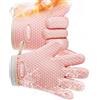 AUAUY Guanti da Forno,Guanti da Forno in Silicone Impermeabili, Rosa Chiaro | 446°F Antiscivolo Guanti Resistenti al Calore, Guanti da Cucina Lunghi, per Cucinare, Barbecue, Cottura al Forno