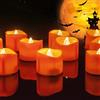 Homemory Set di 24 candele a forma di lumini a LED, a batteria, con piccole zucche, votive senza fiamma, candele elettriche, realistiche per Halloween, lanterne a zucca, per esterni, confezione da 24