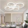 KeLuKes Lampadario LED Moderno Compatibile con Alexa, Plafoniera Intelligente 6 Anelli, 3000K-6500K Regolabile, 60W, Dimmerabile Lampada per Camera da Letto Soggiorno, Bianco, 80cm