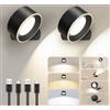 Generico Lampada da parete LED ricaricabile a batteria per interni, 2 pezzi, con 3 modalità di colore e telecomando, ricaricabile tramite USB-C, adatta per camera da letto, soggiorn