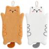 TLDBATICE 2 Pezze Asciugamani da Cucina Ensemble, Design Carino Serviette Main Cuisine con Gatto da Appendere, Assorbenti Morbidi Asciugamani per Cucina e Bagno, Bianco Kaki