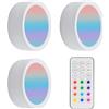 Ieron Illuminazione sottopensile Wireless, luci a Disco a LED con Telecomando, luci a Pulsante con Funzione di temporizzazione dimmerabile in 13 Colori, Ideali per mobili da Cucina, Confezione da 3