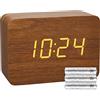 TFA Dostmann 60.2549 CLOCCO - Sveglia radiocomandata con batterie, colore: Marrone
