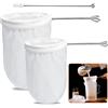 UMILKI 2 Pezzi Setaccio Filtro Alimentare, 14/20 cm Filtro per Alimenti, Riutilizzabile Sacchetto per Latte di Noce, Filtro Liquori per il filtraggio di succhi, latte, caffè, Vino Rosso, tè
