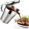 GOEDCH Salsiera termica in acciaio inox, 450 ml: doppio isolamento con coperchio ribaltabile, contenitore per salsa isolato con manico per servire salsa crema crema a casa o a cene