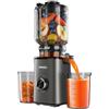 Kedoyoy Estrattore di succo per verdure e frutta, 130 mm XL | 1,8L Slow Juicer, 600 ml contenitore, per famiglie, senza BPA, facile da pulire, grigio