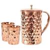 TreegoArt Copper Diamond Design - Caraffa da 2000 ml e 2 bicchieri in rame per casa e cucina, set regalo da 3
