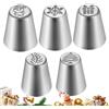 Generic Punte per decorare 5 pezzi - Kit di punte russe a cinque componenti, ornamento elaborato per dessert, attrezzature in metallo per uso alimentare, creazione di pasticceria per biscotti, forniture per