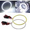 Qasim 2x 90mm auto DRL Fari Angel Eyes Halo Ring Lamp 66SMD Fendinebbia COB LED Faro non Polarità Costante 9-30V Bianco