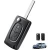Zescyha Guscio Chiave CE0536 2 Tasti Compatibile Citroen Peugeot con Lama VA2, Cover Chiave 2 Pulsanti Ricambio per Telecomando Pieghevole Flip Key, Custodia Sostitutiva per Chiave Rotta, Lama non Tagliata
