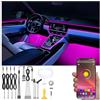 QAUBEN Kit di illuminazione ambientale auto 64 colori musica multicolore fibra ottica APP controllo auto fai da te illuminazione dell'atmosfera decorativa DC 12V 1W 5m