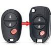 WJBABJ Custodia per Auto Sostituzione remota Key Key Shell Modificato Flip 3 Buttns FOB Toy43 Caso per Toyota Tacoma Highlander Sequoia Sienna Tundra (Color : 3 Buttons)