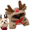 Qkbuza Vestito Da Cane Renna Natale Costume Domestico Con Cappuccio Per Cani E Gatti, Natale Cosplay