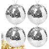 Vegena Sfera a specchio da discoteca, 10 cm, 4 pezzi, argento, sfera da discoteca, sfera da discoteca, per feste, compleanni, matrimoni, decorazione effetto luce