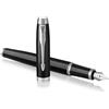 Parker IM Penna Stilografica | Punta Sottile e Ricarica di Inchiostro Blu | Confezione Regalo | Black Lacquer Chrome Trim