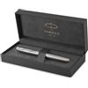 Parker Sonnet penna stilografica | acciaio inossidabile con finiture in palladio | pennino medio | Confezione regalo