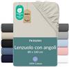 Twinzen Lenzuola Letto Singolo 80 x 160 cm - 100% Cotone Jersey, Beige - Oeko Tex Certificato - Lenzuolo Con Angoli Singolo