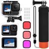 oGoDeal - Kit di accessori per GoPro Hero 13 Black, custodia protettiva impermeabile + maniglia galleggiante subacquea + pellicola proteggi schermo + filtro rosso + inserti anti-appannamento