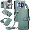 MOJIA Custodia per Xiaomi Redmi Note 15 Pro 5G / Poco X8 5G, Alta Qualità Pelle Flip Portafoglio Cover per Telefono, Multifunzione Porta Carte con Tracolla Custodia. Verde