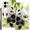WUACYEAMING Custodia Compatibile con Oppo K15,con Slot Carte PU Pelle Portafoglio Libro Case Antiurto Bumper Motivo Magnetica Flip Protettiva Resistente panda