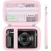 Supmay Custodia rigida per Canon PowerShot G7X Mark III/Mark II/ SX740 HS/SX730 HS, Sony ZV-1F/RX100, Ricoh GR III, Compatto 4K Vlogging piccole fotocamere con tasca mesh per la batteria,Gelatina rosa