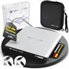 techPulse120 USB 3.1 esterno USB-C UHD 4k 3D M-DISC Blu-ray DVD CD HDR10 128 GB bruciatore masterizzatore Signature pacchetto borsa 90 cm cavo di collegamento in alluminio (argento)