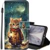 Lonrapa Cover per Samsung Galaxy S9 Custodia in PU Pelle Portafoglio per Galaxy S9 Fiori Colorati Motivo a Libro Flip Caso con Magnetica TPU Antiurto Protettiva Cover - Gatto
