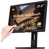 Dragolftie Monitor touch screen da 21,5 pollici, FHD 1920 × 1080P, pannello VA, rapporto di contrasto 3000:1, 100% sRGB, altezza/rotazione/inclinazione regolabile, 75 Hz, schermo touch per PC con altoparlante
