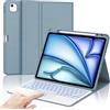 IVEOPPE Tastiera per iPad Air 13 M4 2026/M3 2025/M2 2024/iPad Pro 12.9 3-6 Gen | Keyboard Touchpad 7 Colori Illuminato Staccabile, Italiano QWERTY, Cover Tastiera Bluetooth con Portapenna, Blu Grigio