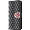 BLOTECH Custodia Compatibile per Samsung Galaxy A57 Custodia per Cellulare con Cuciture a Diamante per Ragazze, Fondina Portafoglio per Cellulare, Portacarte, Chiusura a Cuore con Strass Lucido,Nero