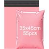 PDKKFF 55 pezzi 35 x 45 cm busta plastica spedizione rosa, sacchetto per invio pacchi vinted, imballaggio pacchetto vinted, sacchetto autoadesivo per tessuti e scatole per scarpe