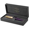 Parker 51 stilografica | Corpo prugna deluxe con finiture in oro | Pennino sottile in oro 18 carati con cartuccia di inchiostro nero | Confezione regalo